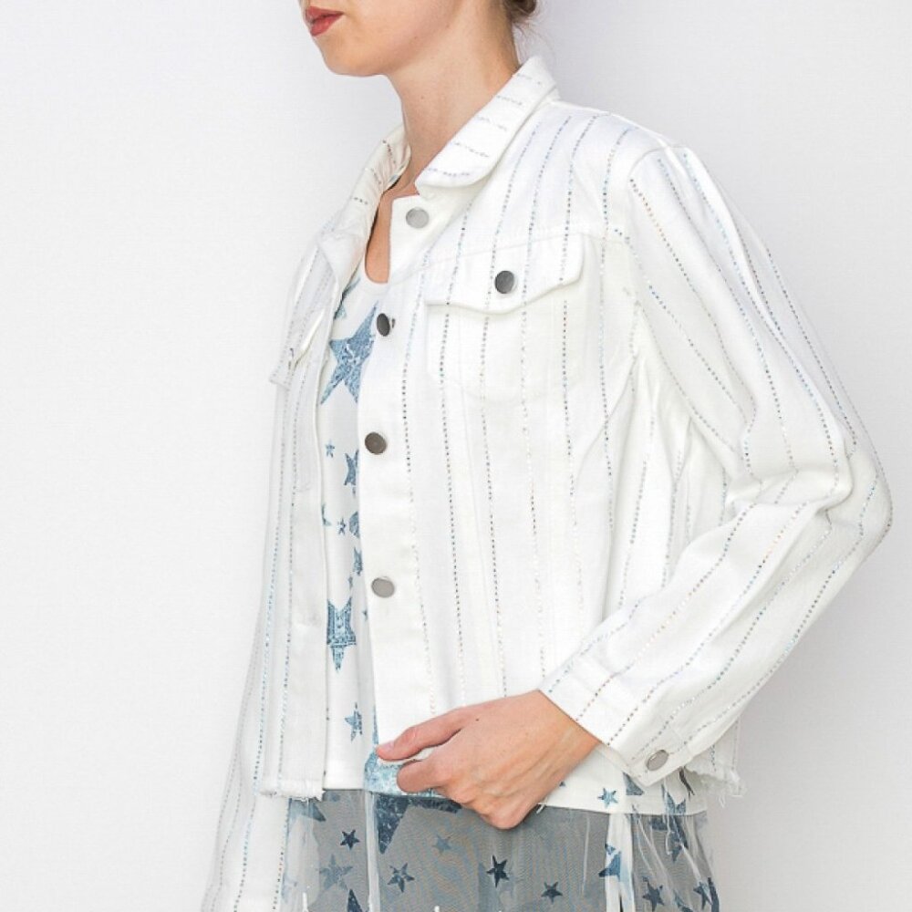 new ORIGMAI embellished jean denim jacket (7-colors) SM-2X classic rhinestones - Picture 14 of 16